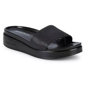 Donald Pliner Fifi black slip-on open toe wedge sandal